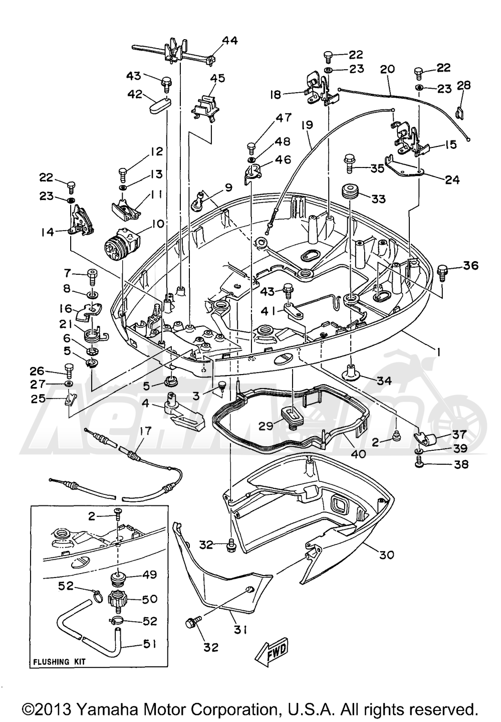 Запчасти для Лодочного мотора Yamaha 1997 115TJRV/S130TLRV/130TLRV/L130TXRV/S130TXRV/S115TLRV/S115TXRV/115TLRV Раздел: BOTTOM COWLING | низ обтекатель