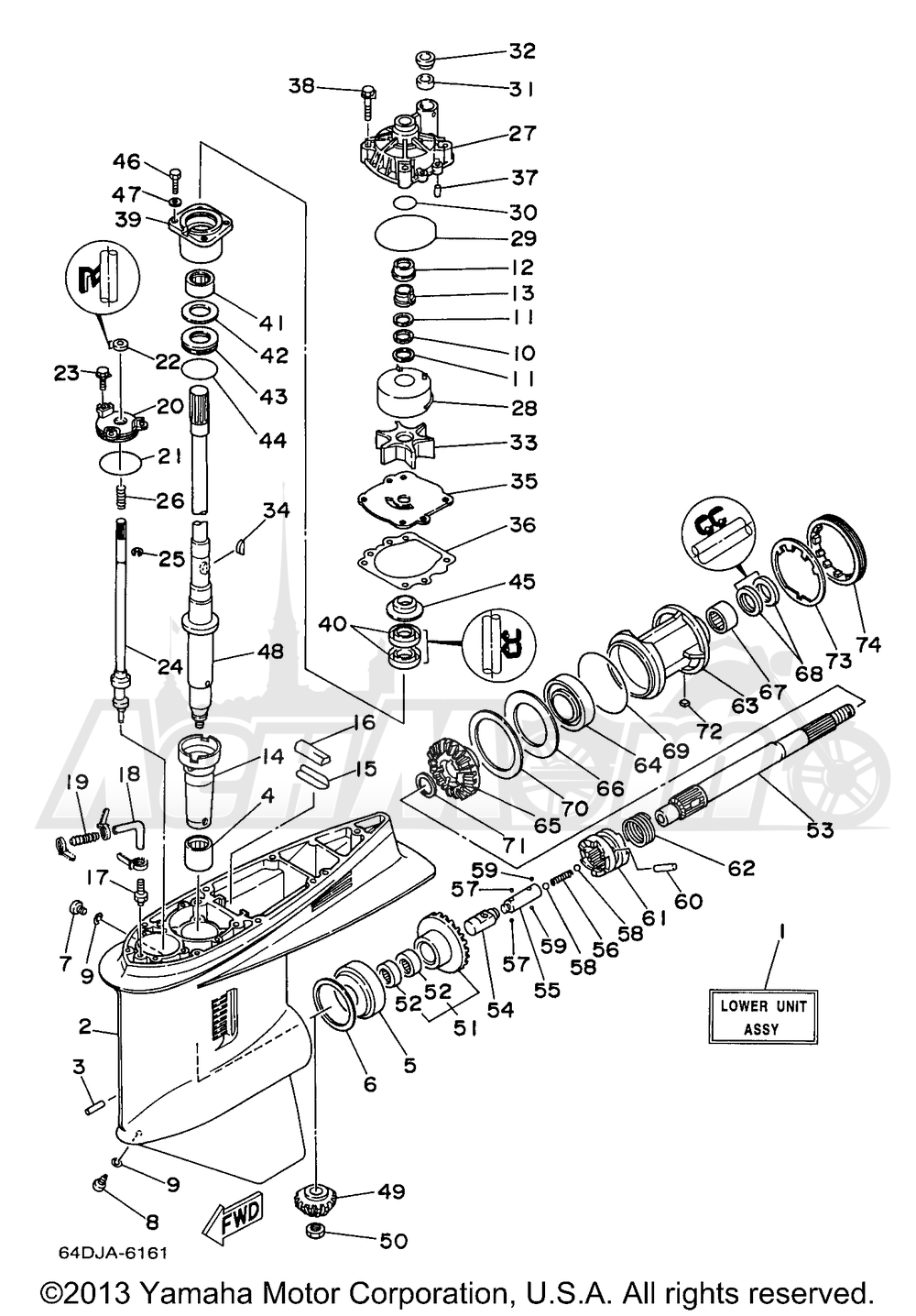 Запчасти для Лодочного мотора Yamaha 1997 225TLRV Раздел: LOWER CASING DRIVE 1 | нижний CASING привод 1
