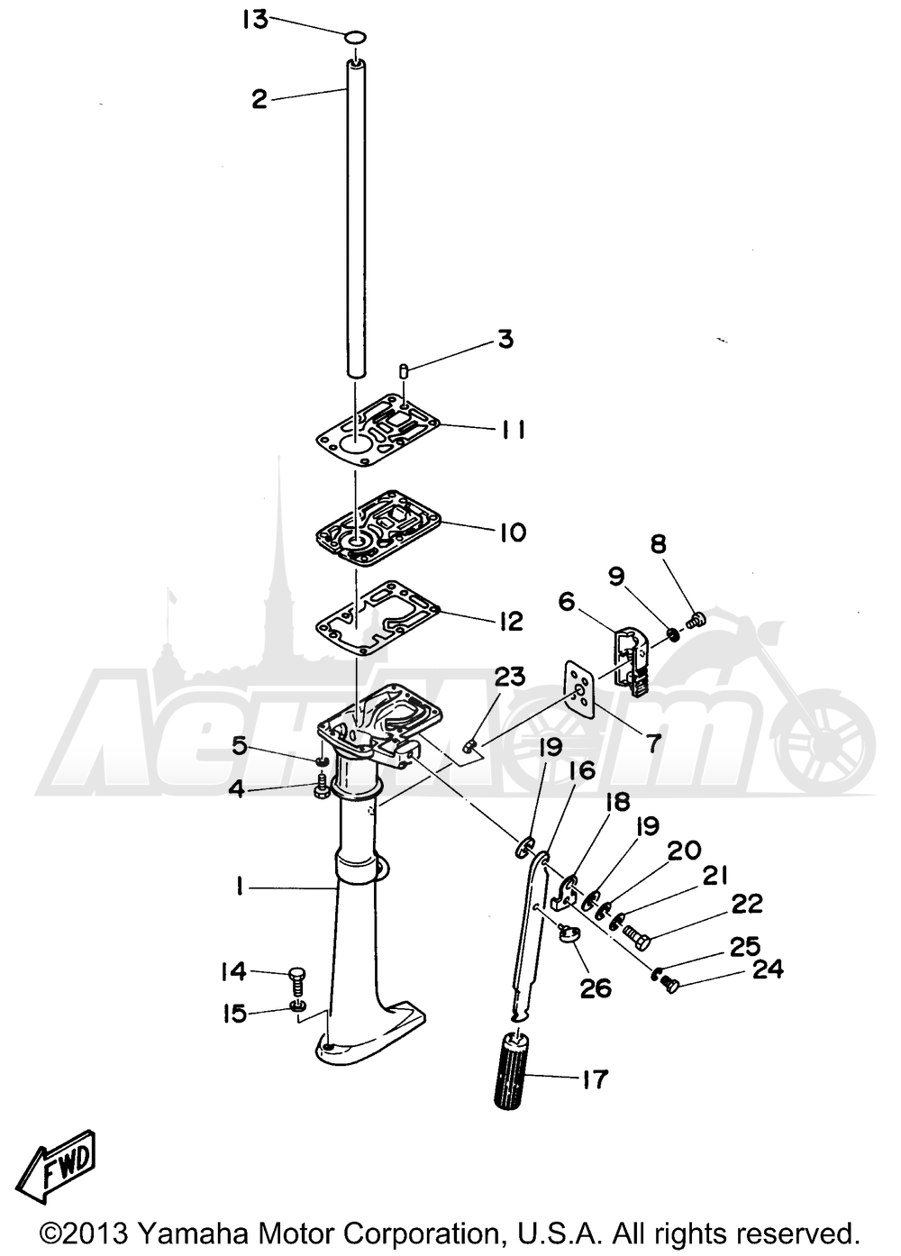 Запчасти для Лодочного мотора Yamaha 1997 2MSHV Раздел: UPPER CASING | верхний CASING