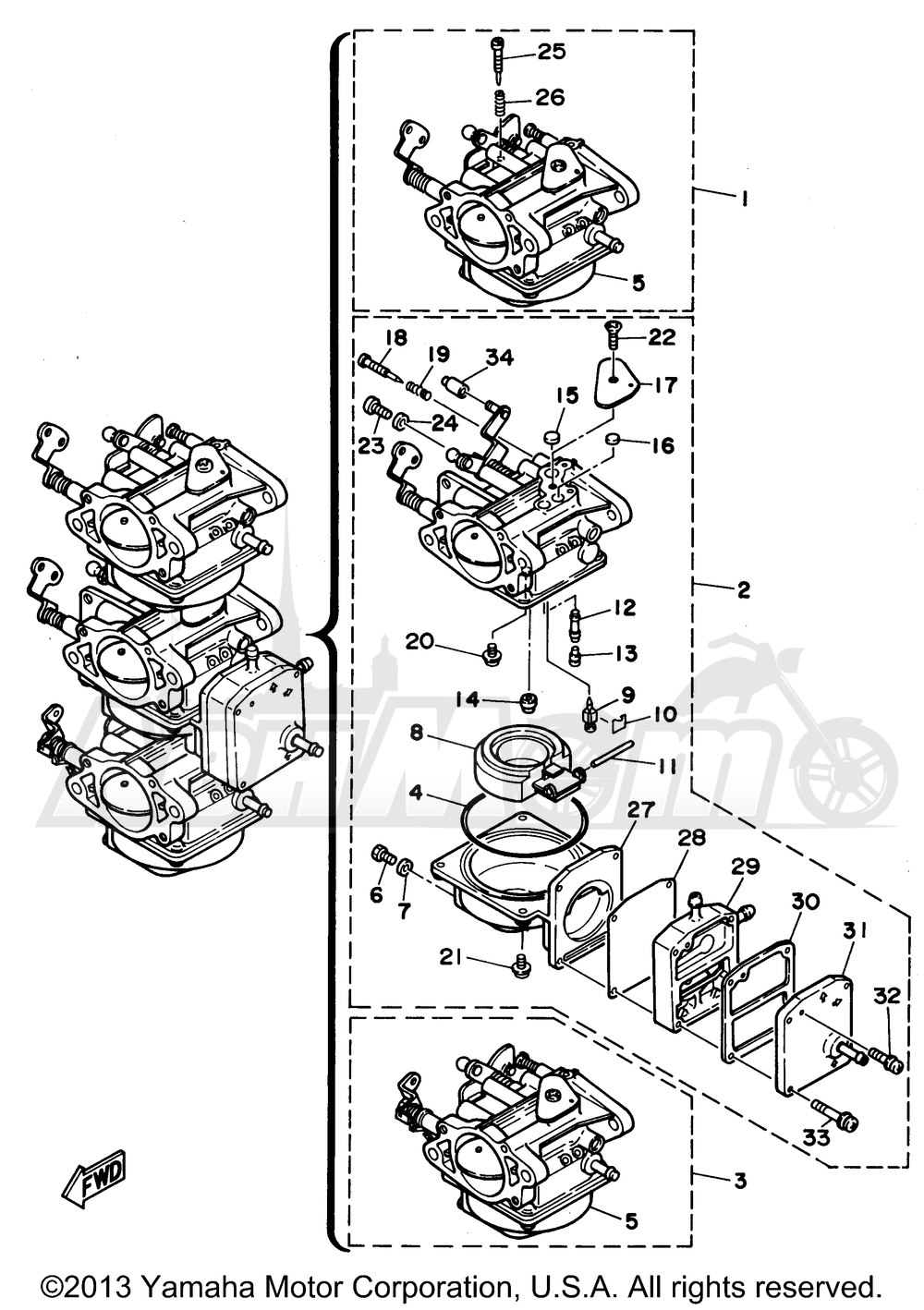 Запчасти для Лодочного мотора Yamaha 1997 30ELRV/30MSHV/30MLHV/30ELHV/30ESRV Раздел: CARBURETOR | карбюратор