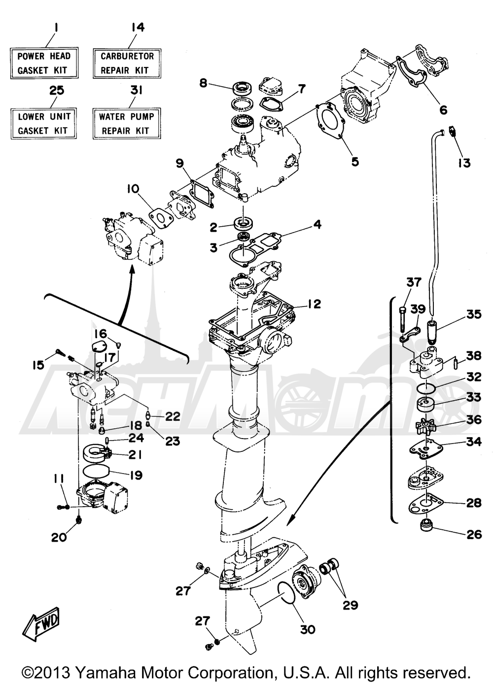 Запчасти для Лодочного мотора Yamaha 1997 3MLHV/3MSHV Раздел: REPAIR KIT | ремкомплект