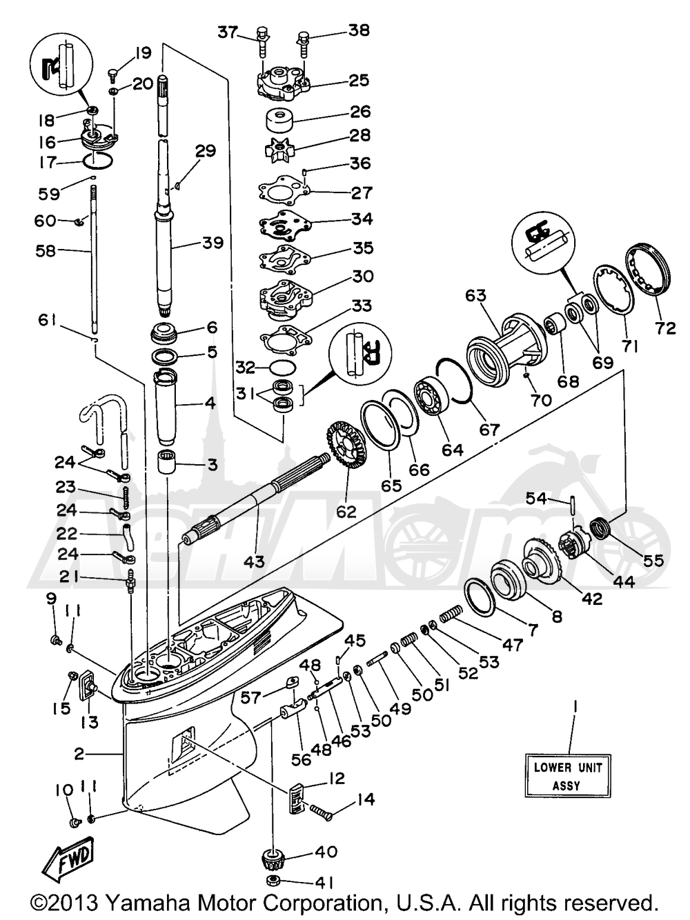 Запчасти для Лодочного мотора Yamaha 1997 70TLRV Раздел: LOWER CASING DRIVE 1 | нижний CASING привод 1