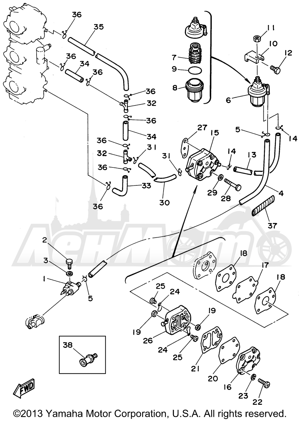 Запчасти для Лодочного мотора Yamaha 1997 70TLRV Раздел: FUEL | топливо