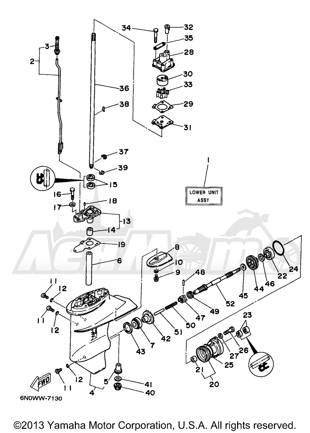 Запчасти для Лодочного мотора Yamaha 1997 8MSHV/8MLHV Раздел: LOWER CASING DRIVE 1 | нижний CASING привод 1