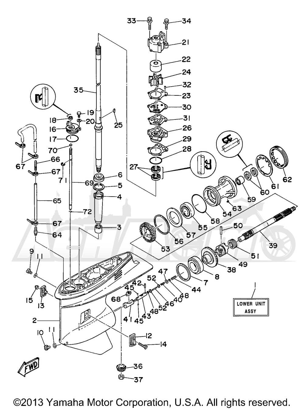 Запчасти для Лодочного мотора Yamaha 1997 90TLRV/B90TLRV/90TJRV Раздел: LOWER CASING DRIVE 1 | нижний CASING привод 1