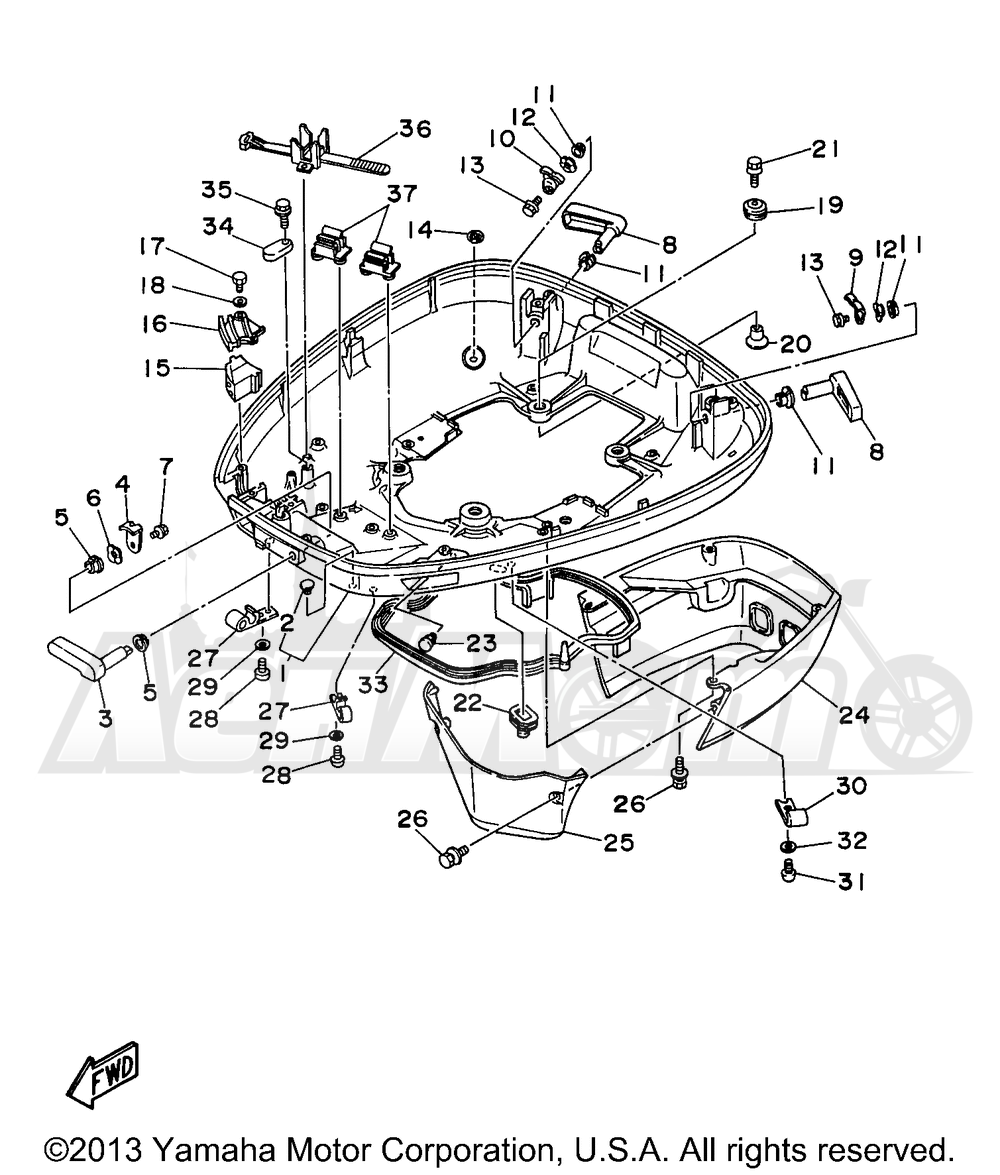 Запчасти для Лодочного мотора Yamaha 1997 C115TLRV/C115TXRV Раздел: BOTTOM COWLING | низ обтекатель