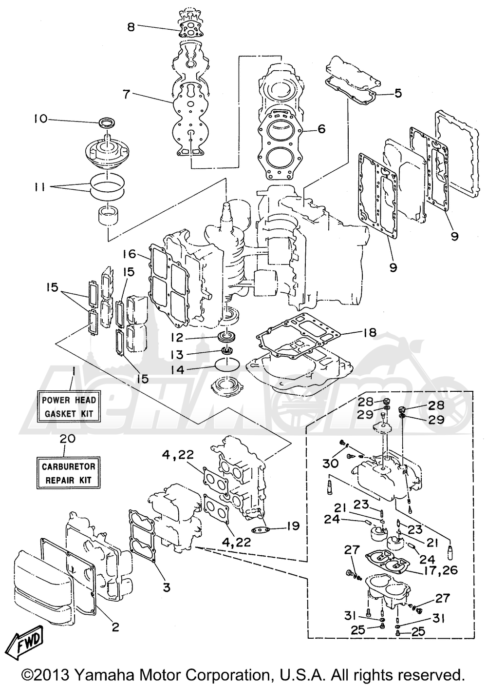 Запчасти для Лодочного мотора Yamaha 1997 C115TLRV/C115TXRV Раздел: REPAIR KIT 1 | ремкомплект 1