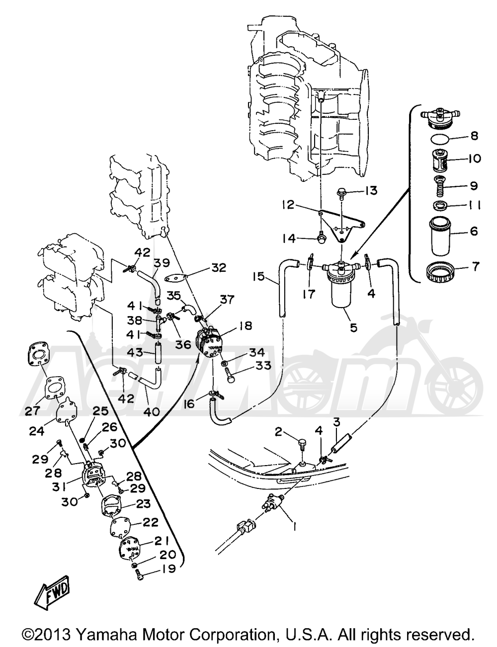 Запчасти для Лодочного мотора Yamaha 1997 C115TLRV/C115TXRV Раздел: FUEL | топливо