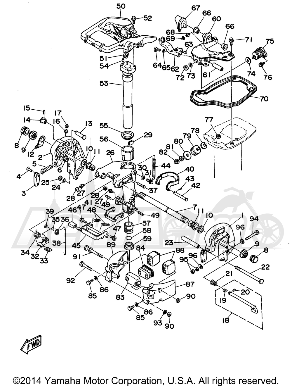 Запчасти для Лодочного мотора Yamaha 1997 C30ELRV Раздел: BRACKET 1 | опора, кронштейн 1