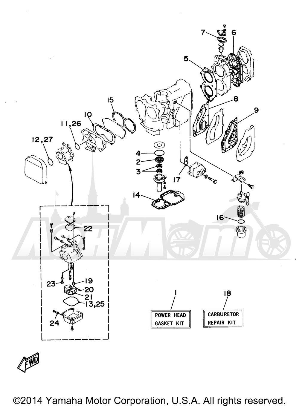 Запчасти для Лодочного мотора Yamaha 1997 C30ELRV Раздел: REPAIR KIT 1 | ремкомплект 1