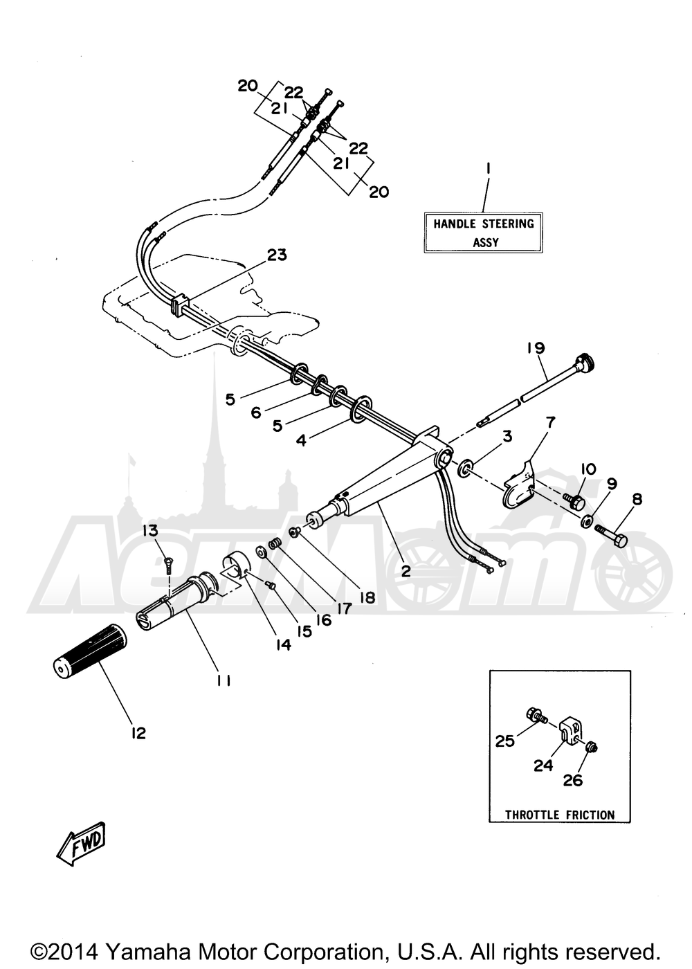 Запчасти для Лодочного мотора Yamaha 1997 C30ELRV Раздел: STEERING | рулевое управление