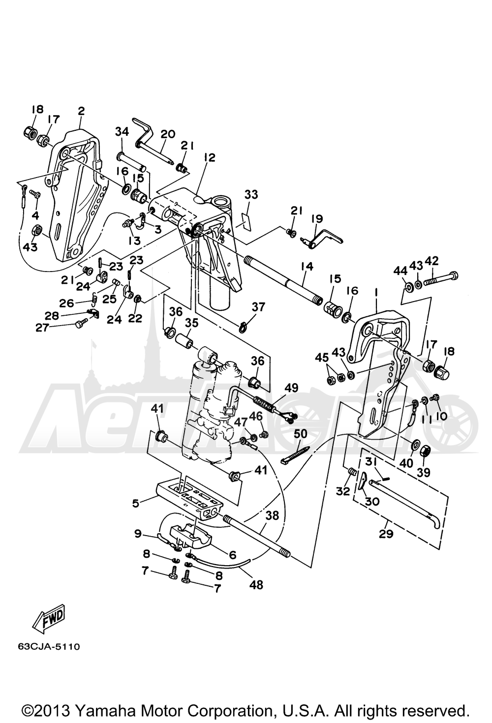 Запчасти для Лодочного мотора Yamaha 1997 C40TLRV Раздел: BRACKET 1 (POWER TRIM & TILT - HYDRO-TILT) | опора, кронштейн 1 (мощность обшивка, оболочка & наклон HYDRO наклон)