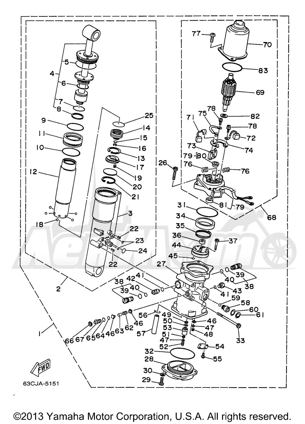 Запчасти для Лодочного мотора Yamaha 1997 C40TLRV Раздел: POWER TRIM & TILT ASSEMBLY 1 | мощность обшивка, оболочка & наклон в сборе 1