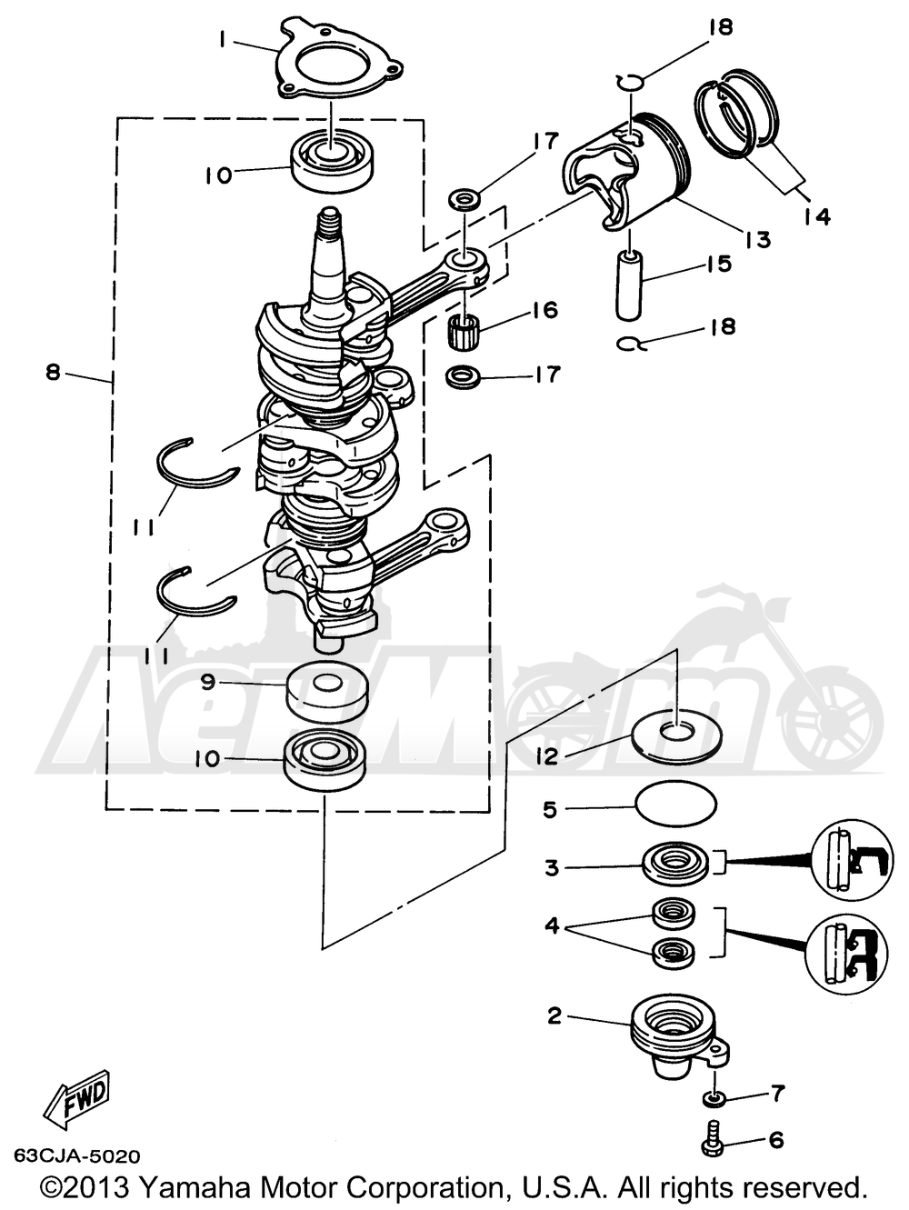 Запчасти для Лодочного мотора Yamaha 1997 C40TLRV Раздел: CRANKSHAFT - PISTON | коленвал поршень