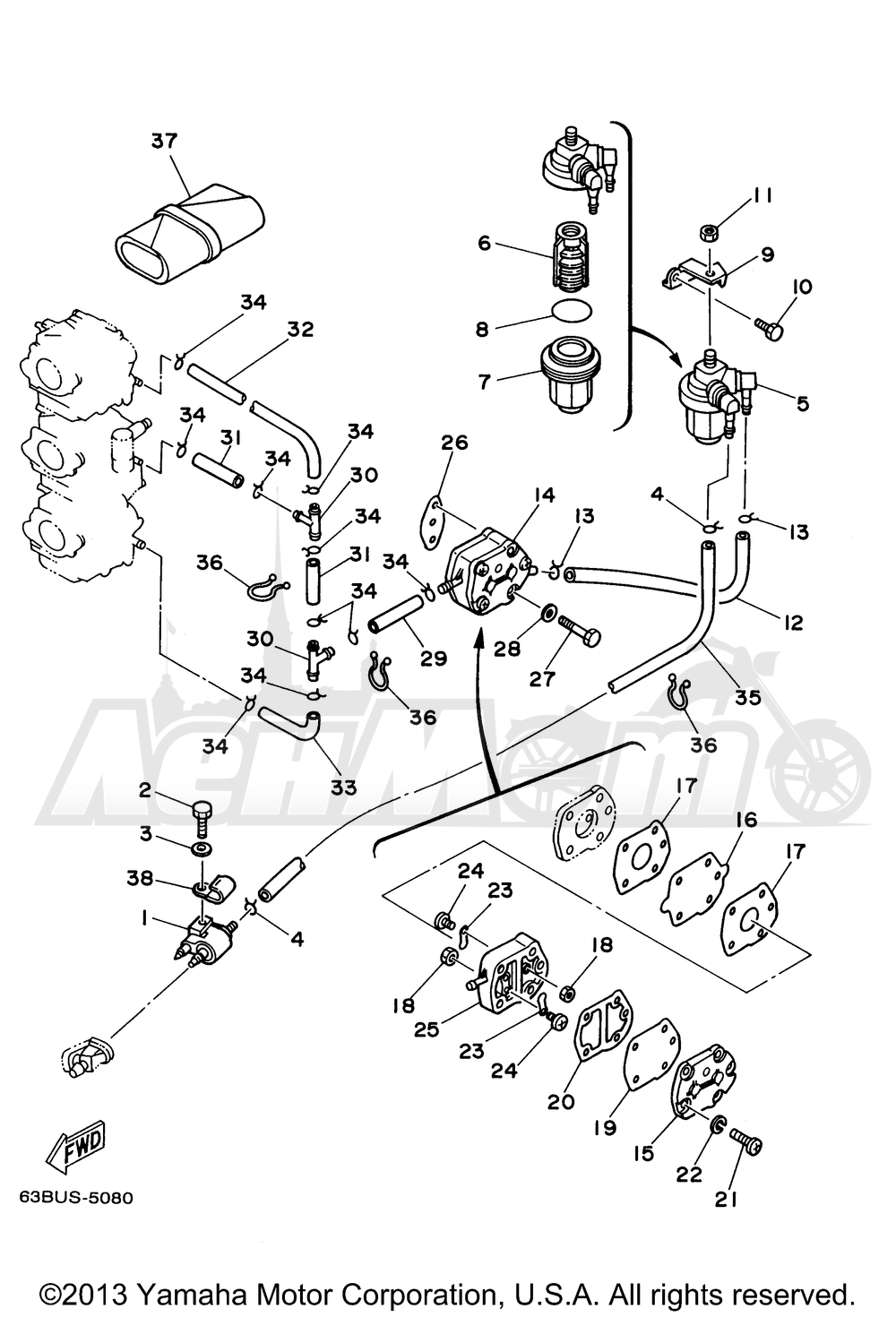 Запчасти для Лодочного мотора Yamaha 1997 C40TLRV Раздел: FUEL | топливо