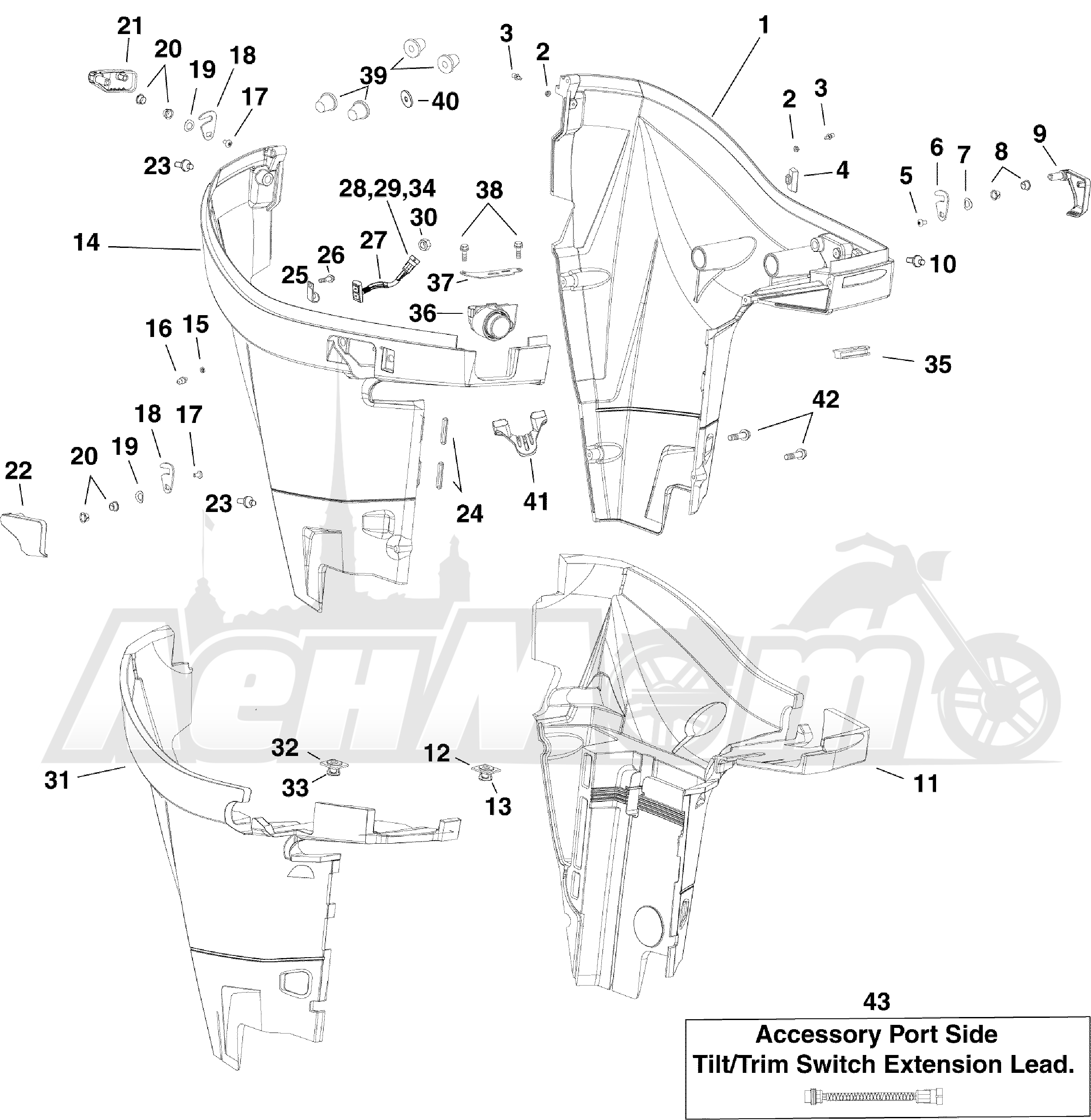 Lower engine. E225xaga Evinrude