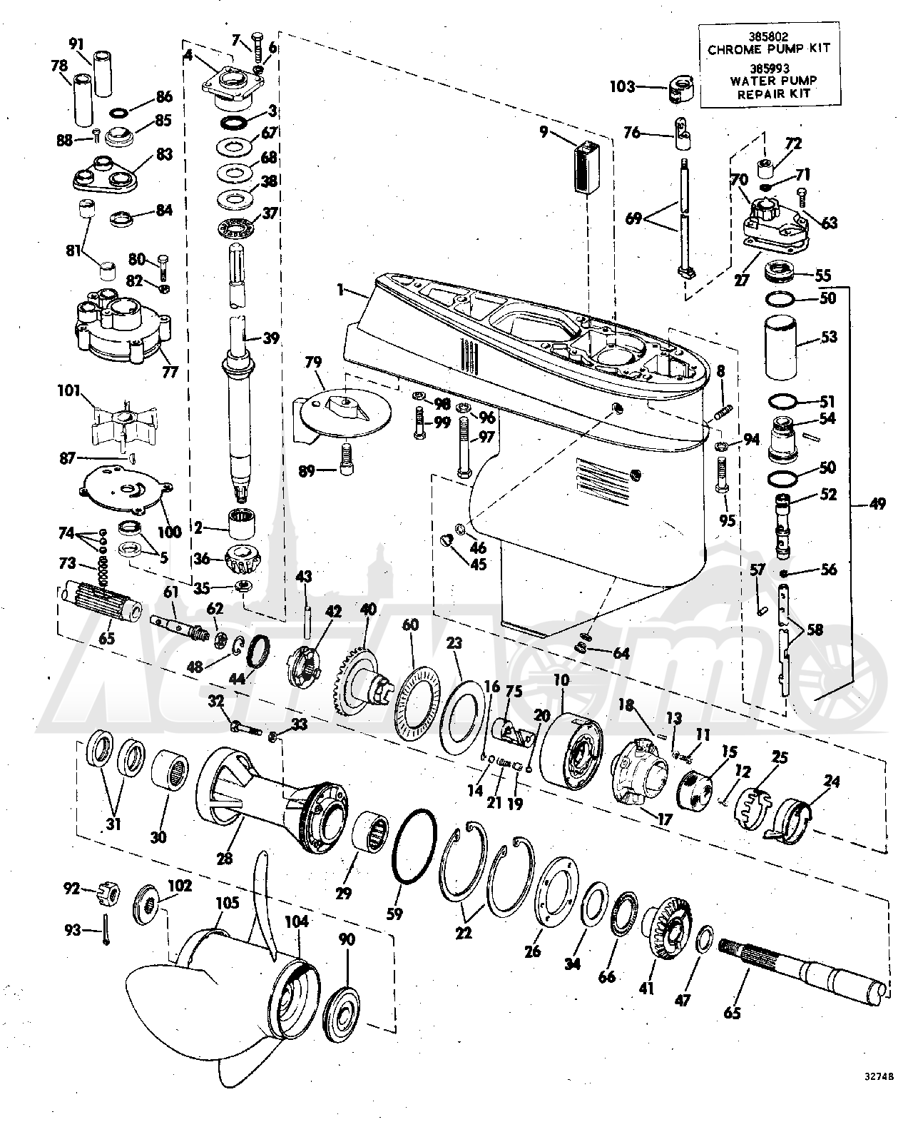 Запчасти для Лодочного мотора Johnson 1973 115 - 115ESL73M